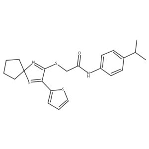 N-(4-isopropylphenyl)-2-((3-(thiophen-2-yl)-1,4-diazaspiro[4.4]nona-1,3-dien-2-yl)thio)acetamide结构式