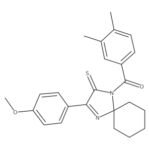 1-(3,4-Dimethylbenzoyl)-3-(4-methoxyphenyl)-1,4-diazaspiro[4.5]dec-3-ene-2-thione Structure
