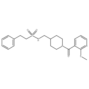 N-((1-(2-(methylthio)nicotinoyl)piperidin-4-yl)methyl)-2-phenylethanesulfonamide Structure