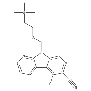 3-Fluoro-8-{[2-(trimethylsilyl)ethoxy]methyl}-5,8,10-triazatricyclo[7.4.0.0,trideca-1(13),2,4,6,9,11-hexaene-4-carbonitrile Structure