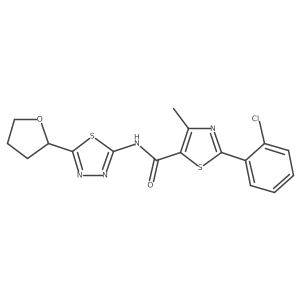 2-(2-chlorophenyl)-4-methyl-N-[(2E)-5-(tetrahydrofuran-2-yl)-1,3,4-thiadiazol-2(3H)-ylidene]-1,3-thiazole-5-carboxamide Structure