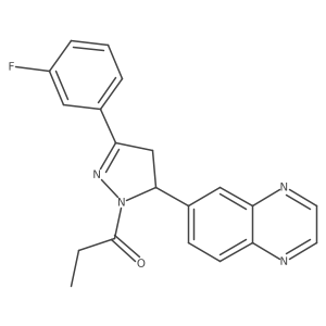1-(3-(3-fluorophenyl)-5-(quinoxalin-6-yl)-4,5-dihydro-1H-pyrazol-1-yl)propan-1-one Structure