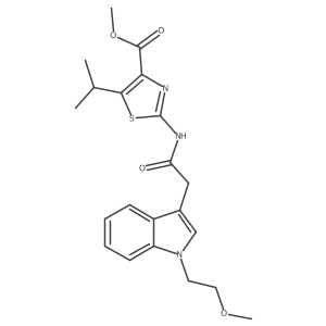 methyl 2-({[1-(2-methoxyethyl)-1H-indol-3-yl]acetyl}amino)-5-(propan-2-yl)-1,3-thiazole-4-carboxylate结构式
