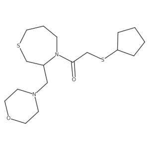 2-(Cyclopentylthio)-1-(3-(morpholinomethyl)-1,4-thiazepan-4-yl)ethanone Structure