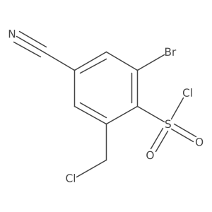 2-Bromo-6-(chloromethyl)-4-cyanobenzene-1-sulfonyl chloride结构式