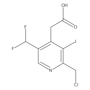 2-(Chloromethyl)-5-(difluoromethyl)-3-iodopyridine-4-acetic acid结构式