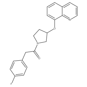 2-(4-Fluorophenyl)-1-(3-(quinolin-8-yloxy)pyrrolidin-1-yl)ethanone结构式