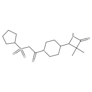4-{1-[2-(Cyclopentanesulfonyl)acetyl]piperidin-4-yl}-3,3-dimethylazetidin-2-one结构式