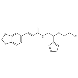 (E)-3-(benzo[d][1,3]dioxol-5-yl)-N-(2-(2-hydroxyethoxy)-2-(thiophen-3-yl)ethyl)acrylamide结构式