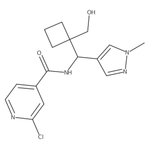 2-chloro-N-{[1-(hydroxymethyl)cyclobutyl](1-methyl-1H-pyrazol-4-yl)methyl}pyridine-4-carboxamide结构式