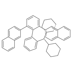 Dicyclohexyl(2',6'-di(naphthalen-2-yl)-[1,1'-biphenyl]-2-yl)phosphane结构式