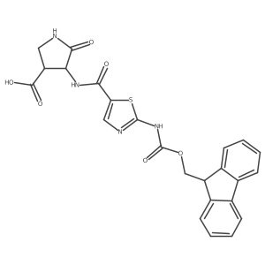 4-[2-({[(9H-fluoren-9-yl)methoxy]carbonyl}amino)-1,3-thiazole-5-amido]-5-oxopyrrolidine-3-carboxylic acid结构式
