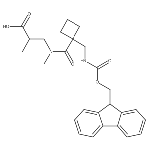 3-(1-{1-[({[(9H-fluoren-9-yl)methoxy]carbonyl}amino)methyl]cyclobutyl}-N-methylformamido)-2-methylpropanoic acid结构式