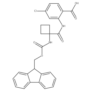4-chloro-2-[1-({[(9H-fluoren-9-yl)methoxy]carbonyl}amino)cyclobutaneamido]benzoic acid结构式