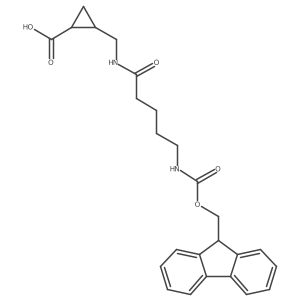 rac-(1R,2S)-2-{[5-({[(9H-fluoren-9-yl)methoxy]carbonyl}amino)pentanamido]methyl}cyclopropane-1-carboxylic acid结构式