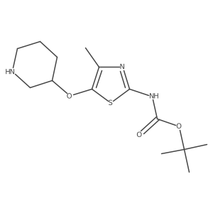 tert-butyl N-[4-methyl-5-(piperidin-3-yloxy)-1,3-thiazol-2-yl]carbamate结构式