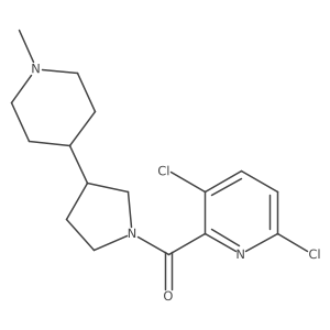 3,6-Dichloro-2-[3-(1-methylpiperidin-4-yl)pyrrolidine-1-carbonyl]pyridine结构式