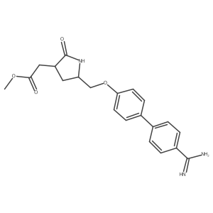methyl 2-[(3S,5S)-5-[[4-(4-carbamimidoylphenyl)phenoxy]methyl]-2-oxopyrrolidin-3-yl]acetate结构式