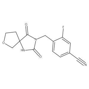 4-({2,4-Dioxo-7-oxa-1,3-diazaspiro[4.4]nonan-3-yl}methyl)-3-fluorobenzonitrile Structure