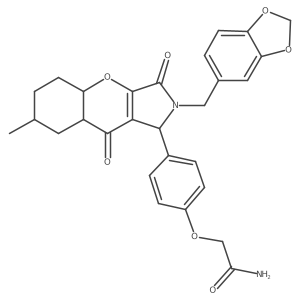 2-[4-[2-(1,3-benzodioxol-5-ylmethyl)-7-methyl-3,9-dioxo-4a,5,6,7,8,8a-hexahydro-1H-chromeno[2,3-c]pyrrol-1-yl]phenoxy]acetamide Structure