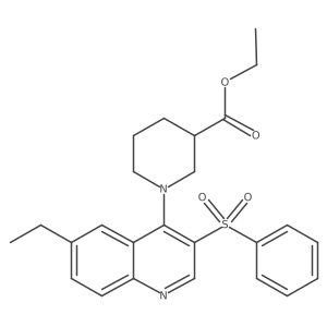 Ethyl 1-(6-ethyl-3-(phenylsulfonyl)quinolin-4-yl)piperidine-3-carboxylate Structure