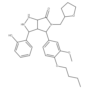4-(4-Butoxy-3-methoxyphenyl)-3-(2-hydroxyphenyl)-5-(oxolan-2-ylmethyl)-1,2,3,3a,4,6a-hexahydropyrrolo[3,4-c]pyrazol-6-one结构式