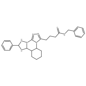 N-benzyl-4-{9-phenyl-2,4,5,7,8,10-hexaazatetracyclo[10.4.0.0^{2,6}.0^{7,11}]hexadeca-1(16),3,5,8,10,12,14-heptaen-3-yl}butanamide结构式