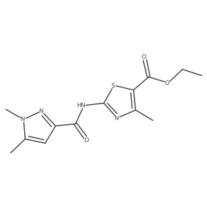 ethyl 2-(1,5-dimethyl-1H-pyrazole-3-carboxamido)-4-methylthiazole-5-carboxylate结构式
