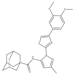 N-{1-[4-(3,4-dimethoxyphenyl)-1,3-thiazol-2-yl]-3-methyl-1H-pyrazol-5-yl}adamantane-1-carboxamide结构式