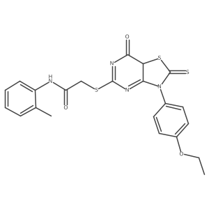 2-[[3-(4-ethoxyphenyl)-7-oxo-2-sulfanylidene-7aH-[1,3]thiazolo[4,5-d]pyrimidin-5-yl]sulfanyl]-N-(2-methylphenyl)acetamide结构式