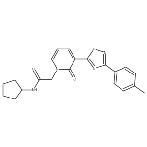 N-cyclopentyl-2-{3-[3-(4-methylphenyl)-1,2,4-oxadiazol-5-yl]-2-oxo-1,2-dihydropyridin-1-yl}acetamide结构式