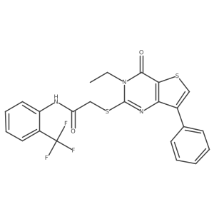 2-({3-ethyl-4-oxo-7-phenyl-3H,4H-thieno[3,2-d]pyrimidin-2-yl}sulfanyl)-N-[2-(trifluoromethyl)phenyl]acetamide结构式