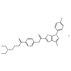 1-(4-Chlorophenyl)-N-(4-{[2-(diethylamino)ethyl]carbamoyl}phenyl)-3-methyl-1H-thieno[2,3-c]pyrazole-5-carboxamide hydrochloride Structure