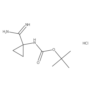 (1-Carbamimidoyl-cyclopropyl)-carbamic acid tert-butyl ester hydrochloride Structure