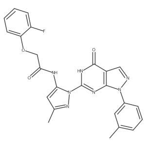2-(2-fluorophenoxy)-N-(3-methyl-1-(4-oxo-1-(m-tolyl)-4,5-dihydro-1H-pyrazolo[3,4-d]pyrimidin-6-yl)-1H-pyrazol-5-yl)acetamide Structure