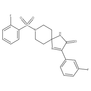 3-(3-Fluorophenyl)-8-((2-fluorophenyl)sulfonyl)-1,4,8-triazaspiro[4.5]dec-3-en-2-one Structure