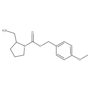 1-Pyrrolidinecarboxylic acid, 2-(aminomethyl)-, (4-methoxyphenyl)methyl ester, (R)-结构式