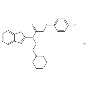 N-(benzo[d]thiazol-2-yl)-2-((4-fluorophenyl)thio)-N-(2-morpholinoethyl)acetamide hydrochloride结构式