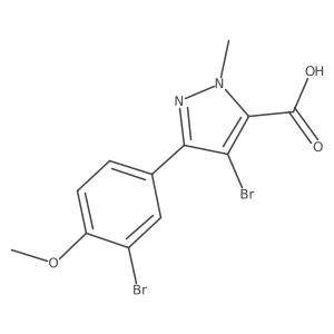 4-Bromo-3-(3-bromo-4-methoxyphenyl)-1-methyl-1H-pyrazole-5-carboxylic acid结构式