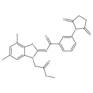 (Z)-methyl 2-(2-((3-(2,5-dioxopyrrolidin-1-yl)benzoyl)imino)-5,7-dimethylbenzo[d]thiazol-3(2H)-yl)acetate Structure