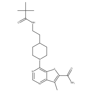 7-Methyl-4-(4-(2-pivalamidoethyl)piperidin-1-yl)thieno[3,2-d]pyrimidine-6-carboxamide结构式