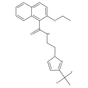 2-ethoxy-N-(2-(3-(trifluoromethyl)-1H-pyrazol-1-yl)ethyl)-1-naphthamide结构式