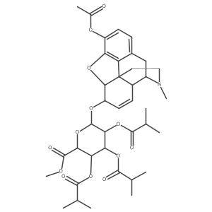 methyl (2S,3S,4S,5R,6R)-6-[[(4R,4aR,7S,7aR,12bS)-9-acetyloxy-3-methyl-2,4,4a,7,7a,13-hexahydro-1H-4,12-methanobenzofuro[3,2-e]isoquinolin-7-yl]oxy]-3,4,5-tris(2-methylpropanoyloxy)oxane-2-carboxylate结构式