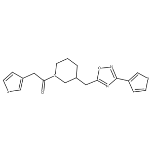 2-(Thiophen-3-yl)-1-(3-((3-(thiophen-3-yl)-1,2,4-oxadiazol-5-yl)methyl)piperidin-1-yl)ethanone Structure