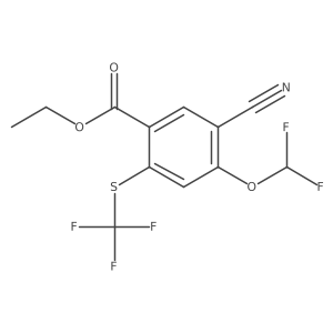 Benzoic acid, 5-cyano-4-(difluoromethoxy)-2-[(trifluoromethyl)thio]-, ethyl ester Structure