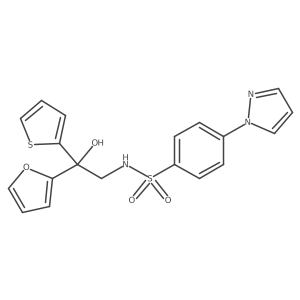 N-(2-(furan-2-yl)-2-hydroxy-2-(thiophen-2-yl)ethyl)-4-(1H-pyrazol-1-yl)benzenesulfonamide结构式