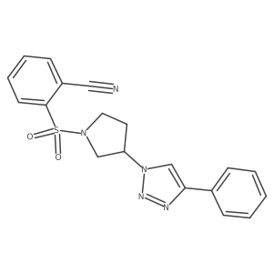 2-((3-(4-phenyl-1H-1,2,3-triazol-1-yl)pyrrolidin-1-yl)sulfonyl)benzonitrile结构式