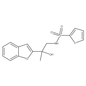 N-(2-(benzofuran-2-yl)-2-hydroxypropyl)thiophene-2-sulfonamide结构式