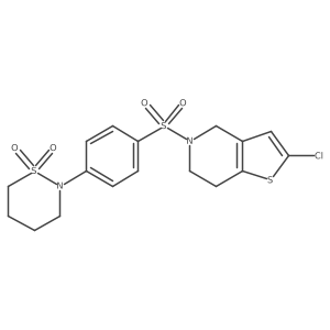 2-(4-((2-chloro-6,7-dihydrothieno[3,2-c]pyridin-5(4H)-yl)sulfonyl)phenyl)-1,2-thiazinane 1,1-dioxide Structure