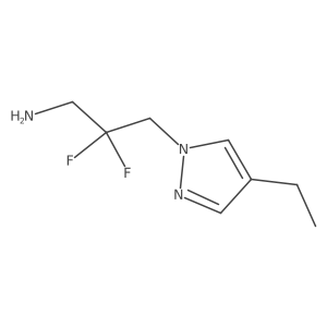 3-(4-ethyl-1H-pyrazol-1-yl)-2,2-difluoropropan-1-amine结构式